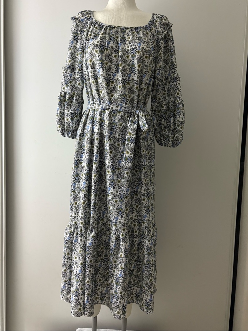 Max Studio Blue and White Floral Maxi Dress